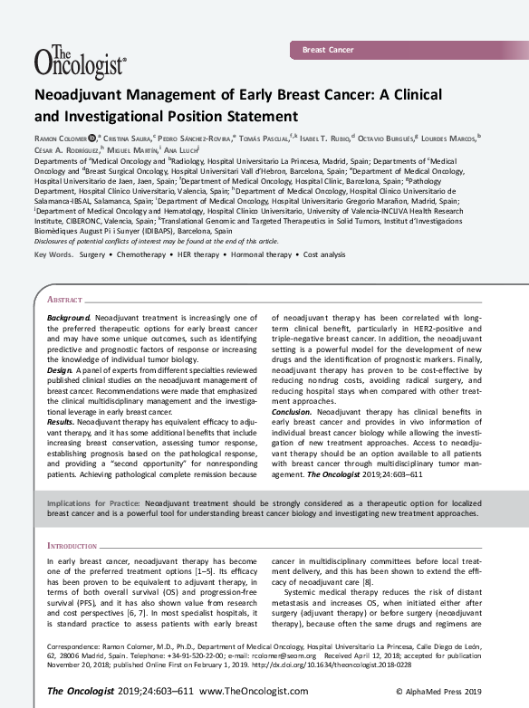 (PDF) Neoadjuvant Management of Early Breast Cancer: A Clinical and ...