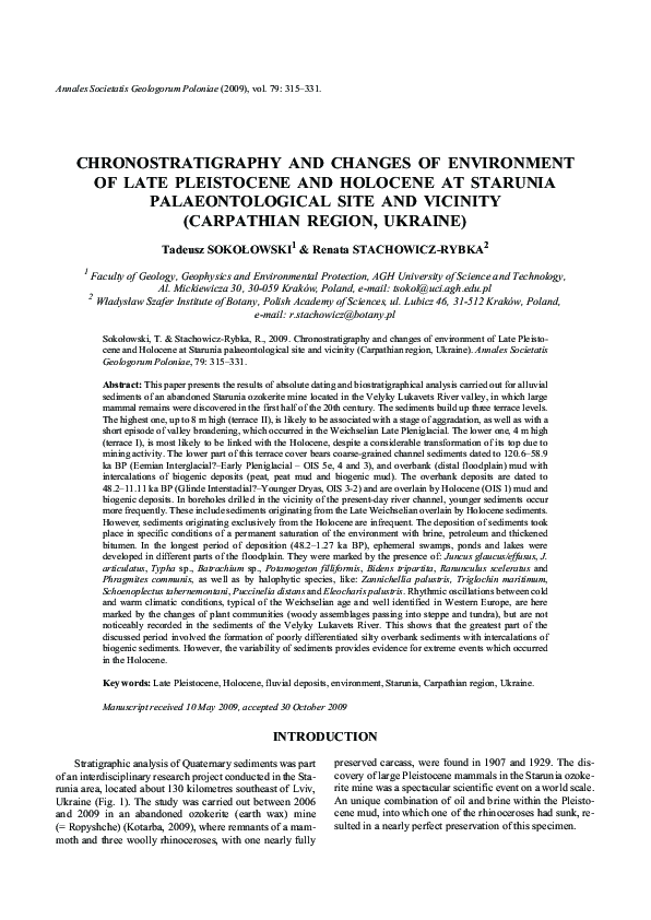 (PDF) Chronostratigraphy and Changes of Environment of Late Pleistocene ...