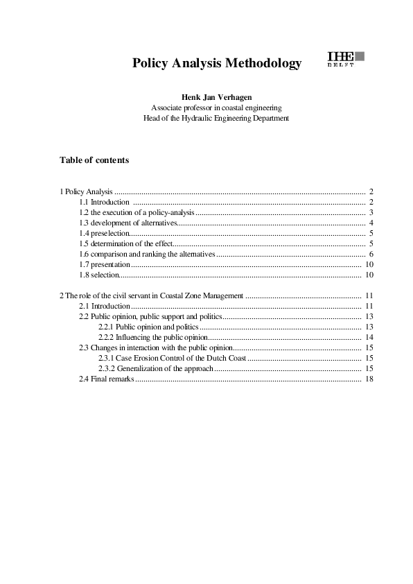 (PDF) Policy analysis methodology