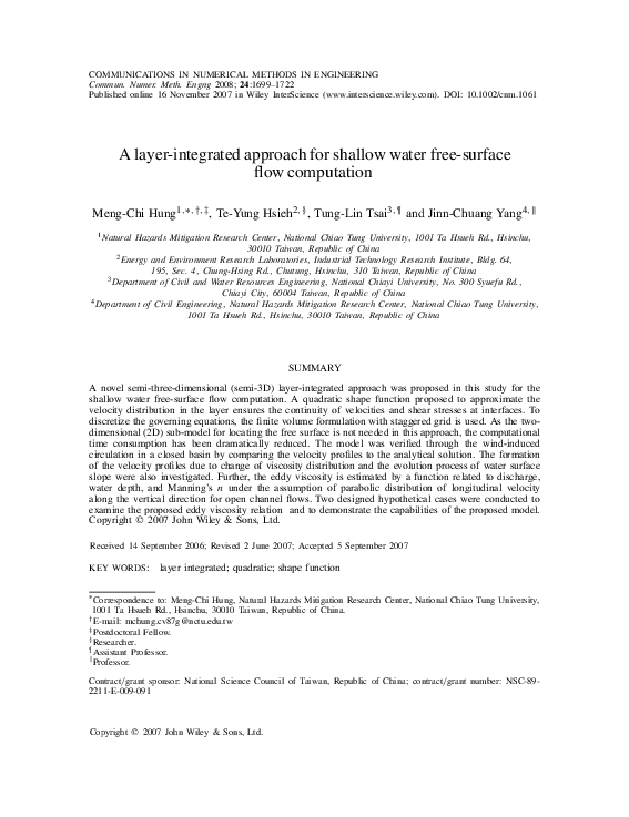(PDF) A layer-integrated approach for shallow water free-surface flow ...