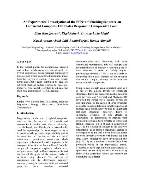(PDF) An Experimental Investigation Of The Effects Of Stacking Sequence ...