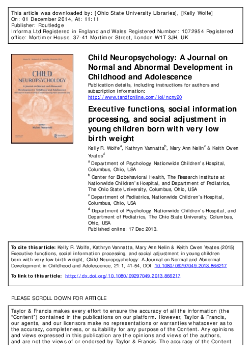 (PDF) Executive functions, social information processing, and social ...