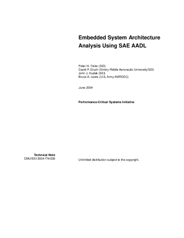(PDF) Embedded System Architecture Analysis Using SAE AADL