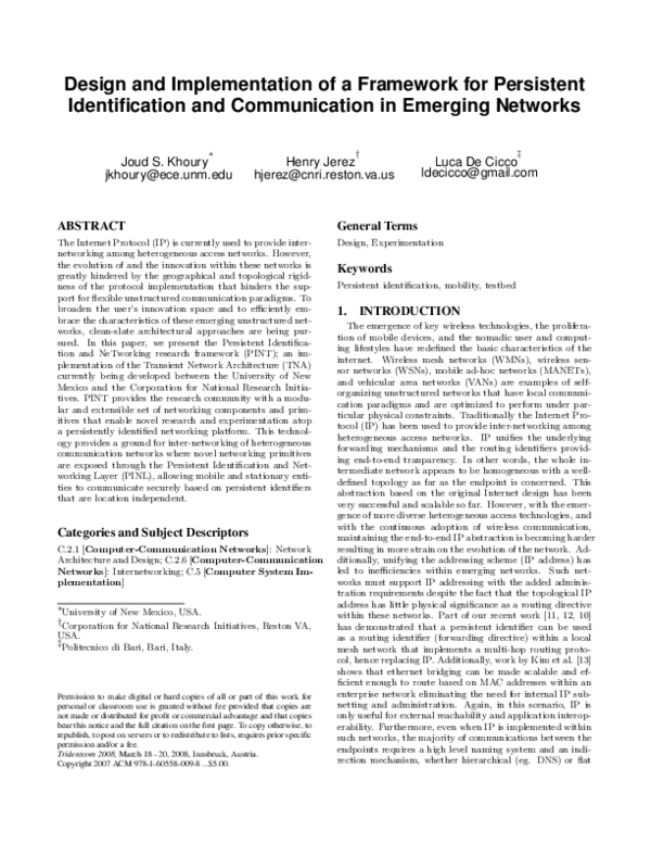 (PDF) Design and Implementation of a Framework for Persistent ...