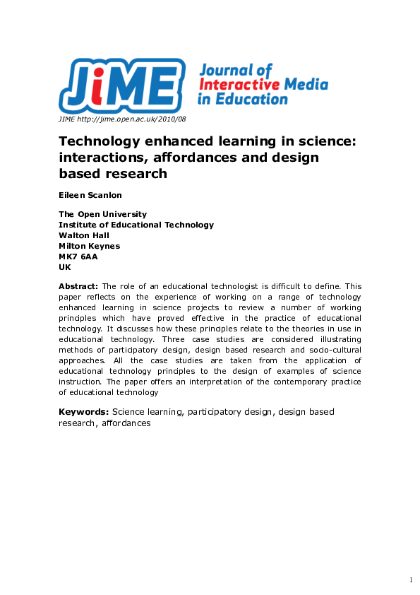 (PDF) Technology enhanced learning in science: interactions ...