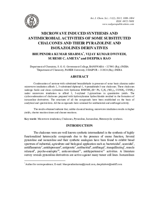 (PDF) Microwave Induced Synthesis and Antimicrobial Activities of Some ...