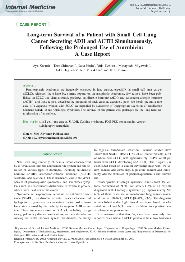 (PDF) Long-Term Survival of a Patient with Small Cell Lung Cancer after ...