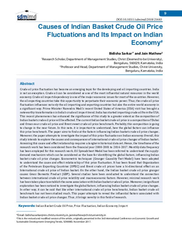 (PDF) Causes of Indian Basket Crude Oil Price Fluctuations and Its ...