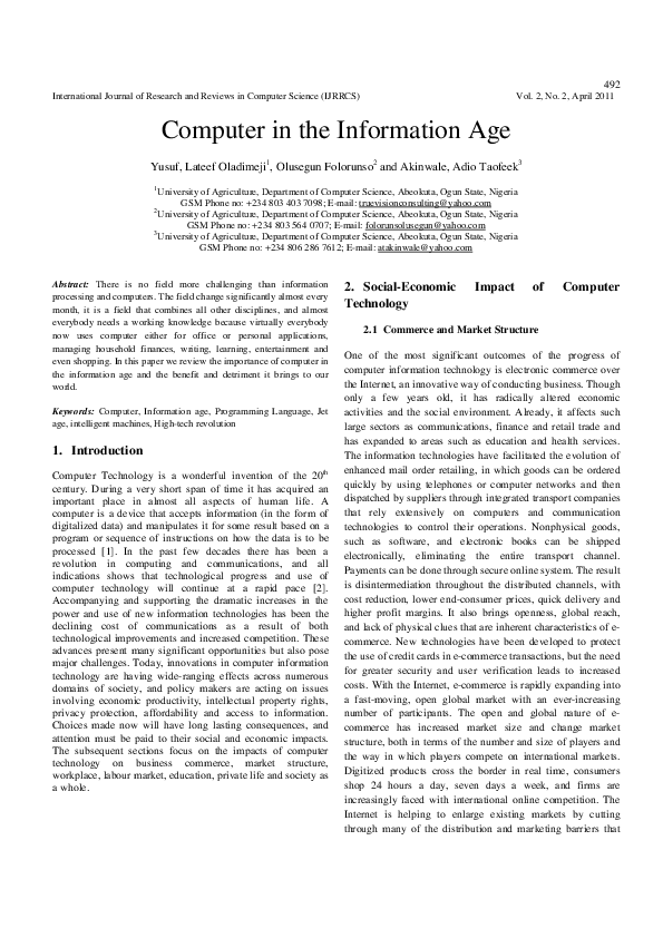 (PDF) Computer in the Information Age