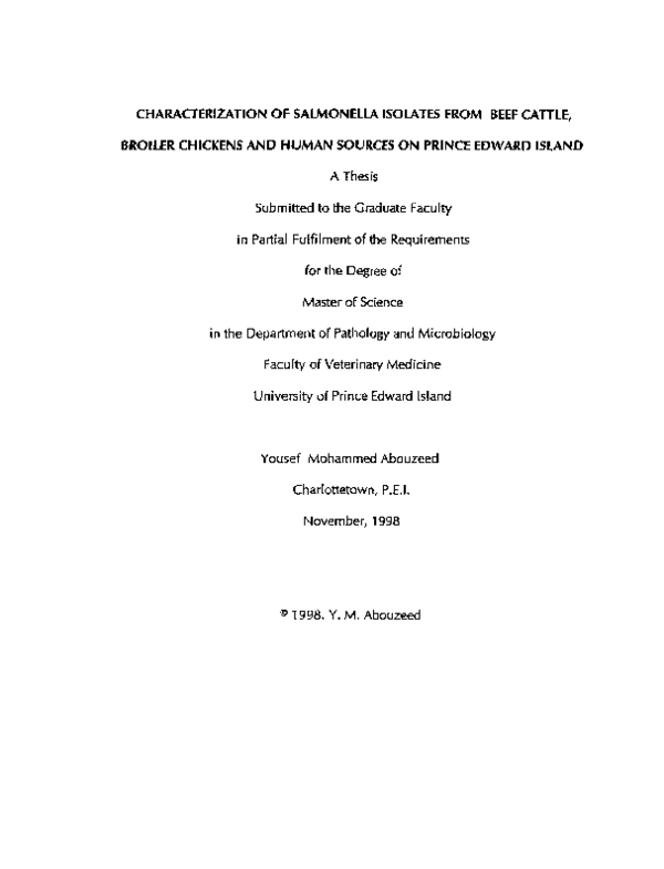 (PDF) Characterization of Salmonella isolates from beef cattle, broiler ...