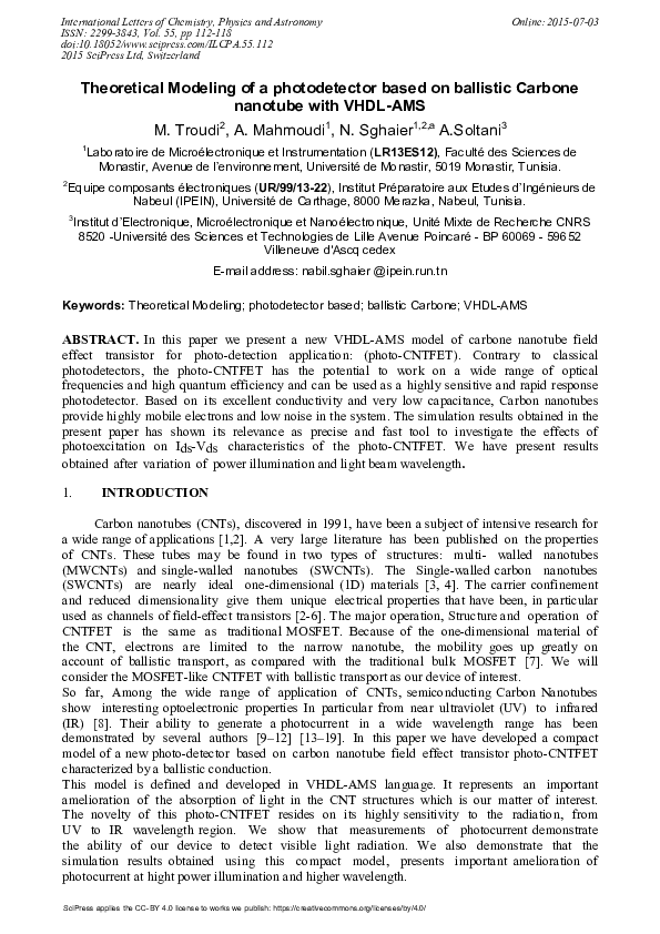 (PDF) Theoretical Modeling of a Photodetector Based on Ballistic ...