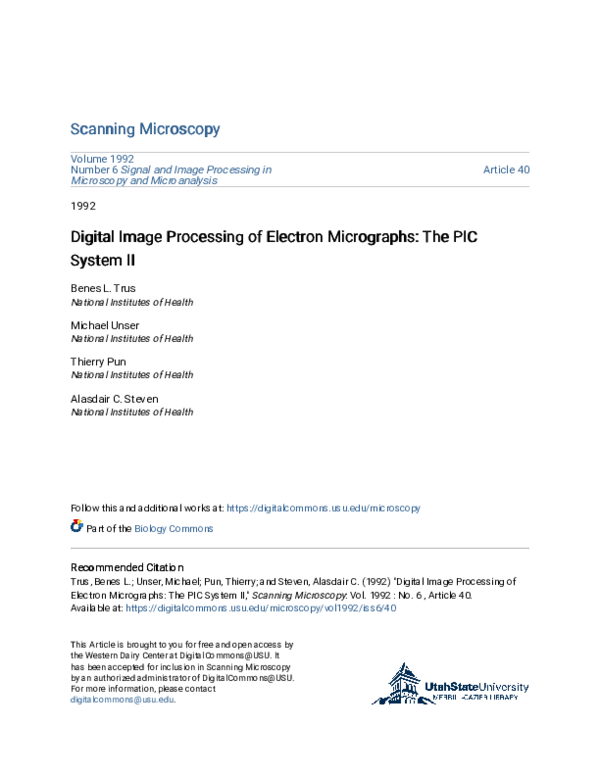 (PDF) Digital Image Processing of Electron Micrographs: The PIC System-III