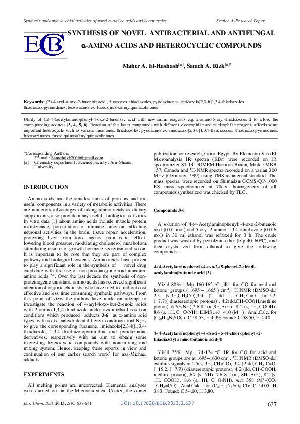 (PDF) Synthesis of the Antibacterial and Antifungal Activities of Novel ...