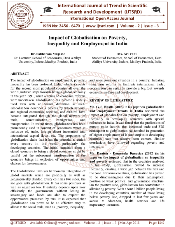 (PDF) Impact of Globalisation on Poverty, Inequality and Employment in ...