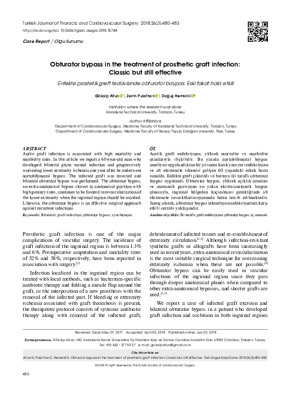 (PDF) Obturator bypass in the treatment of prosthetic graft infection ...