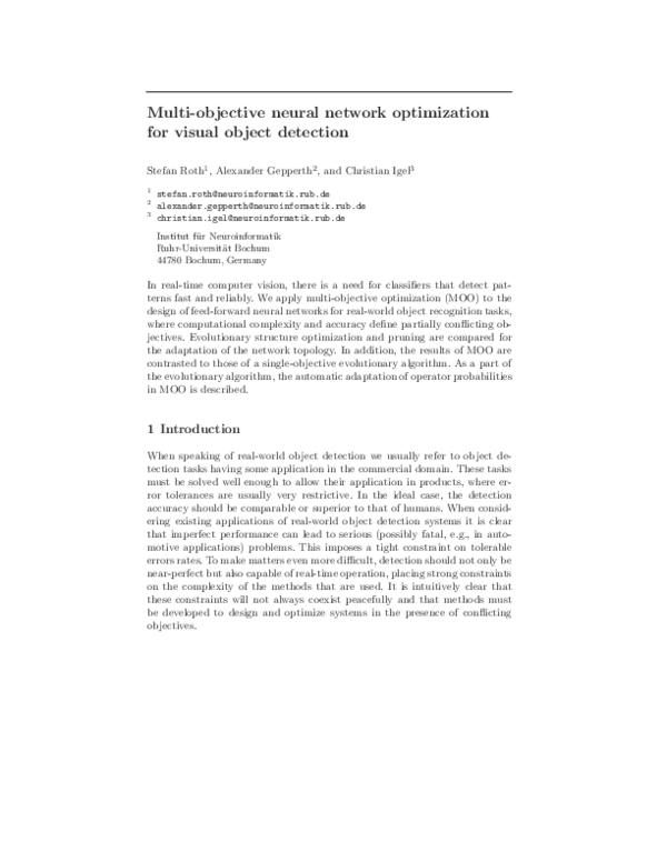 (PDF) Multi-Objective Neural Network Optimization for Visual Object ...