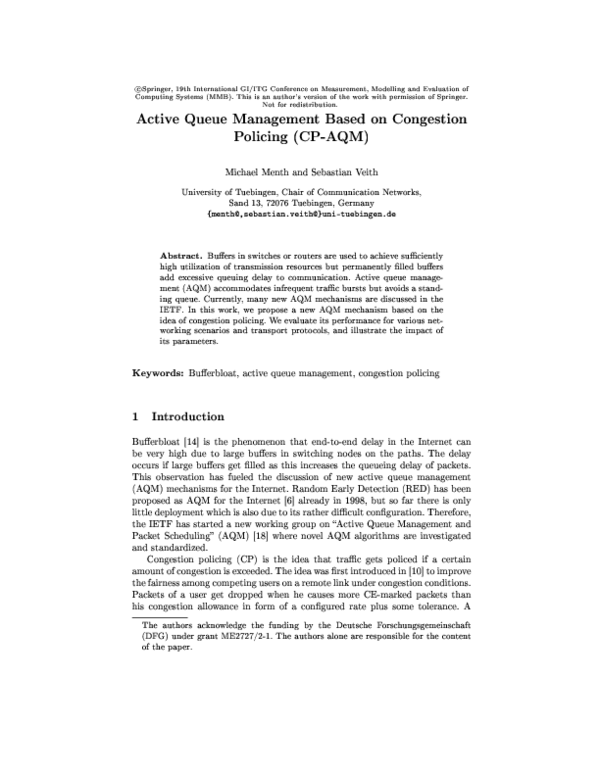 (PDF) Active Queue Management Based on Congestion Policing (CP-AQM)
