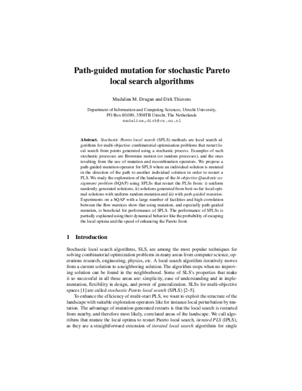 (PDF) Path-guided mutation for stochastic pareto local search algorithms