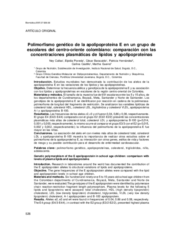 (PDF) [Genetic polymorphism of the E apolipoprotein in school age ...