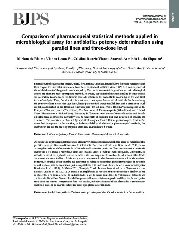 (PDF) Comparison of pharmacopeial statistical methods applied in ...