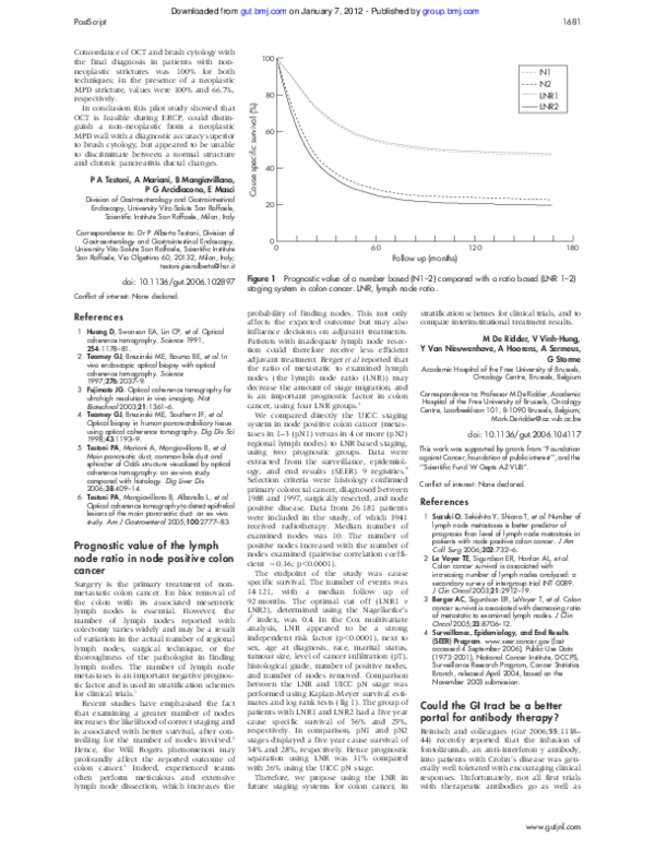 (PDF) Prognostic value of the lymph node ratio in node positive colon ...