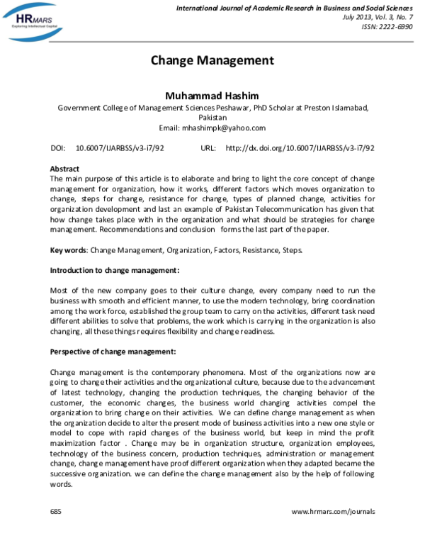 (PDF) Change Management