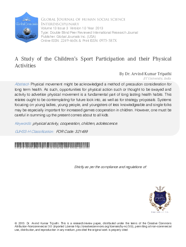 (PDF) A Study of the Children's Sport Participation and their Physical ...