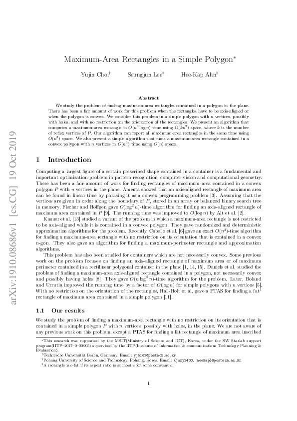 (PDF) Maximum-Area Rectangles in a Simple Polygon