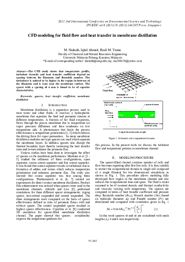 (PDF) CFD modeling for fluid flow and heat transfer in membrane ...