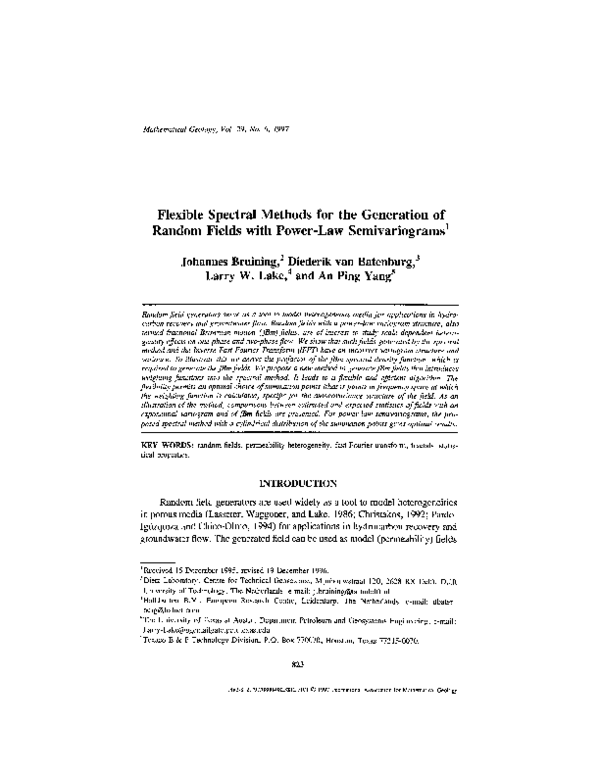 (PDF) Flexible spectral methods for the generation of random fields ...