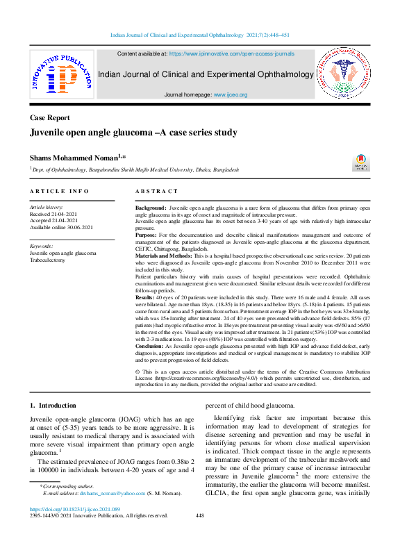 (PDF) Juvenile open angle glaucoma –A case series study