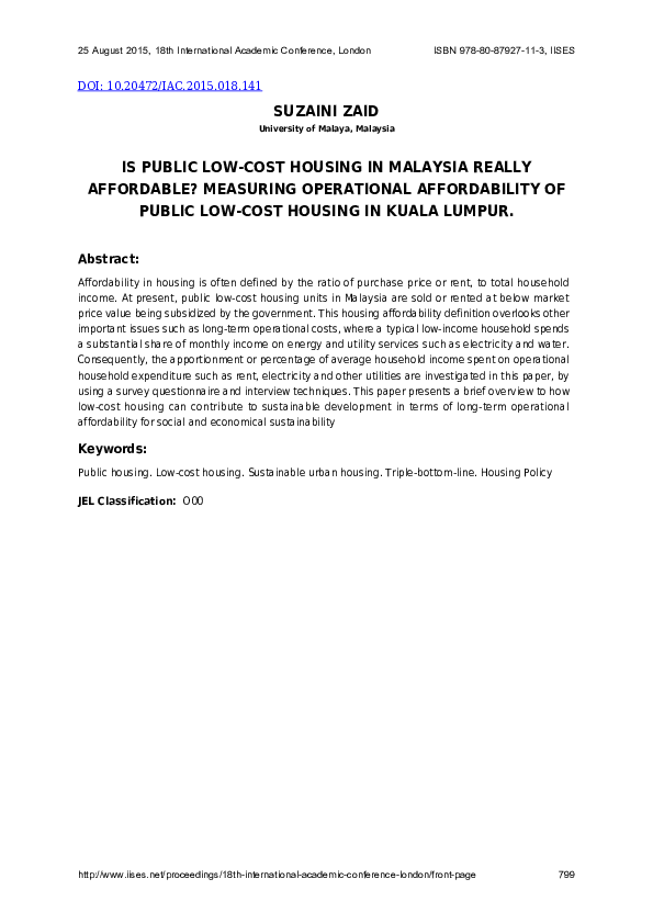 (PDF) Is Public Low-Cost Housing in Malaysia Really Affordable ...