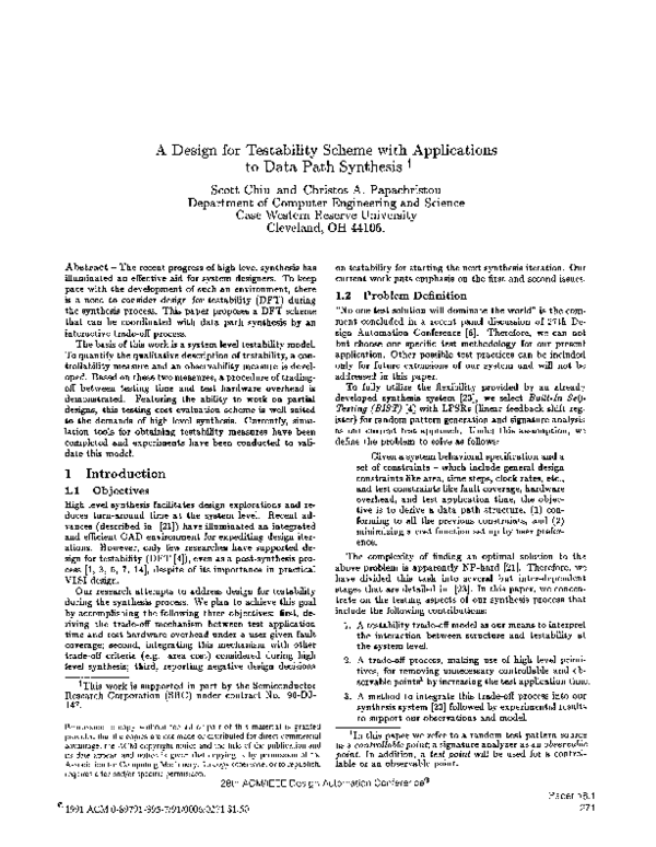 (PDF) A design for testability scheme with applications to data path ...