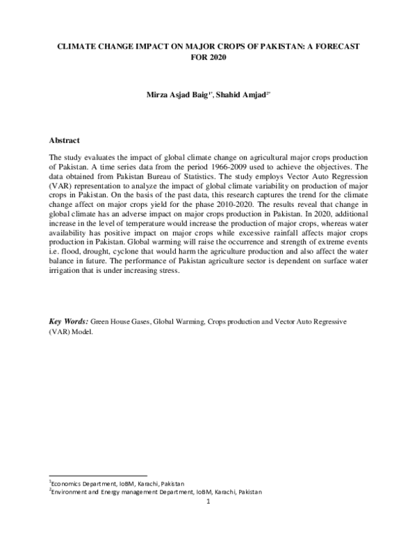 (PDF) Impact of Climate Change on Major Crops of Pakistan