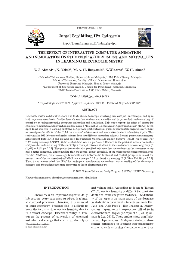 (PDF) The Effect of Interactive Computer Animation and Simulation on ...