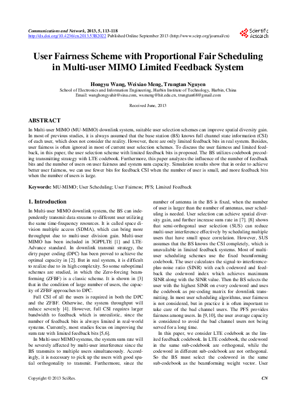 (PDF) User Fairness Scheme with Proportional Fair Scheduling in Multi ...