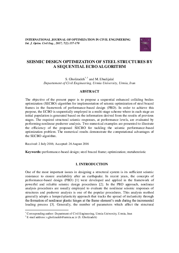 (PDF) Seismic Design Optimization of Steel Structures by a Sequential ...