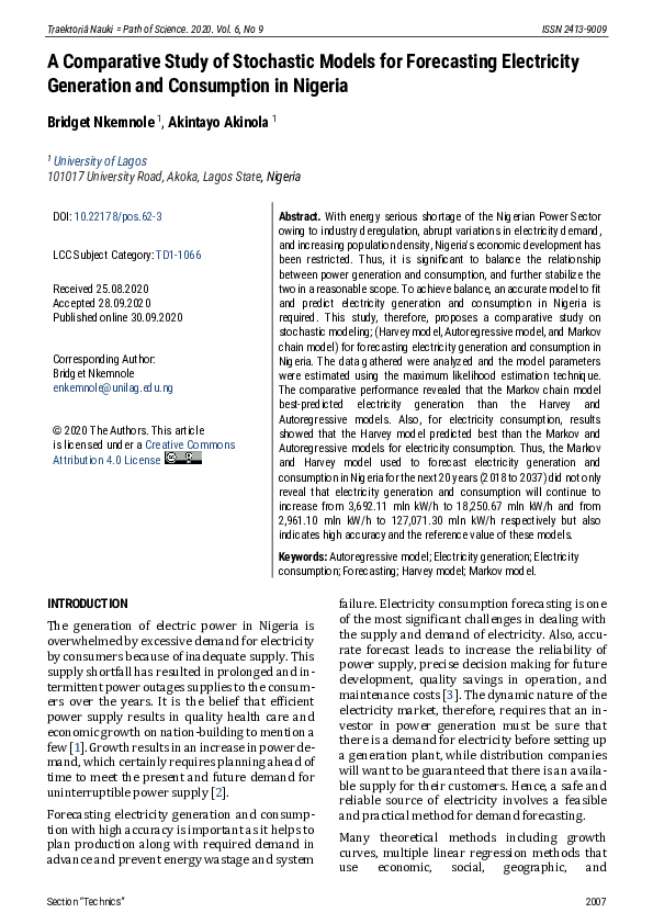 (PDF) A Comparative Study of Stochastic Models for Forecasting ...