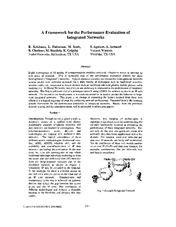 (PDF) A framework for the performance evaluation of integrated networks