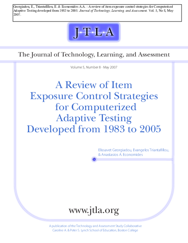 (PDF) A review of item exposure control strategies for computerized ...