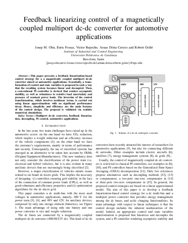 (PDF) Feedback linearizing control of a magnetically coupled multiport ...