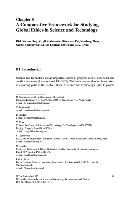 (PDF) A Comparative Framework for Studying Global Ethics in Science and ...