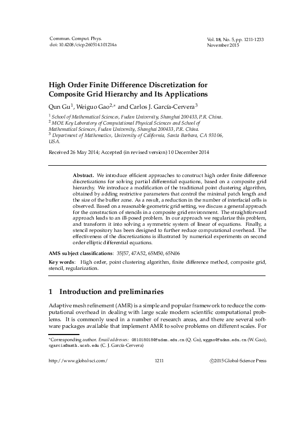(PDF) High Order Finite Difference Discretization for Composite Grid ...