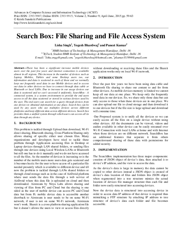(PDF) Search Box File Sharing and File Access System Yogesh Bhardwaj Academia.edu