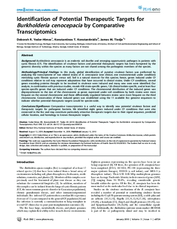 (PDF) Identification of Potential Therapeutic Targets for Burkholderia ...