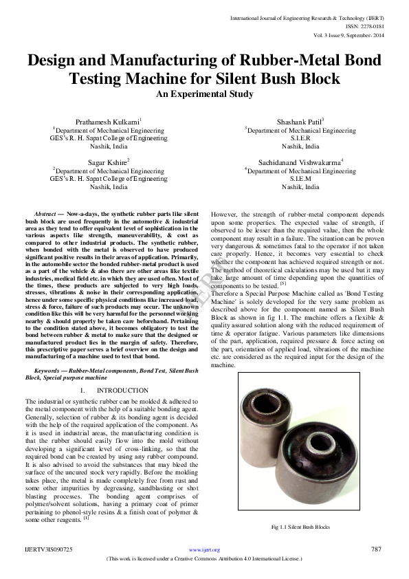 (PDF) Design and Manufacturing of Rubber-Metal Bond Testing Machine for ...