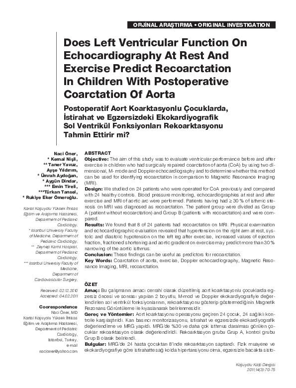 (PDF) Does Left Ventricular Function On Echocardiography At Rest And ...