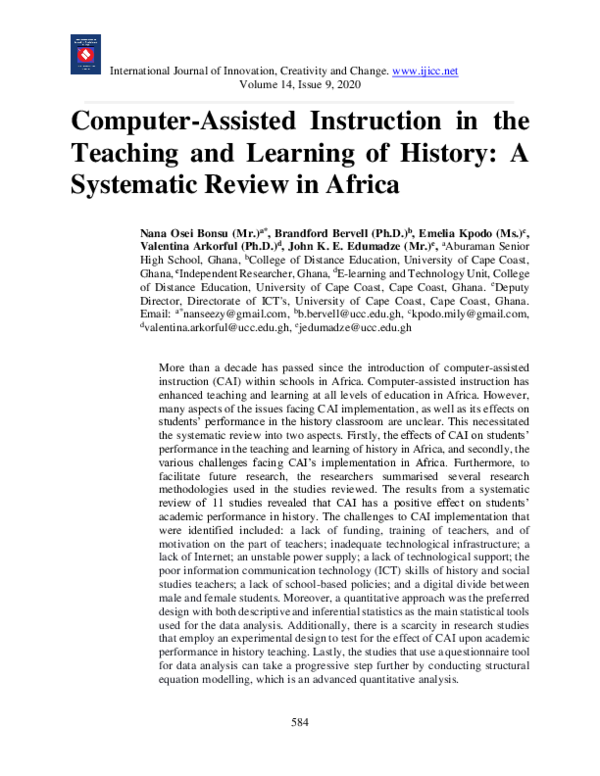 (PDF) Computer-Assisted Instruction in the Teaching and Learning of ...