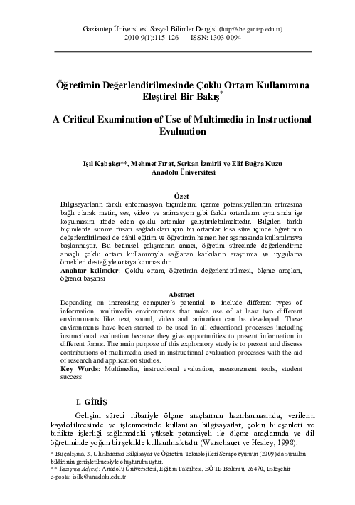 (PDF) A Critical Examination of Use of Multimedia in Instructional ...