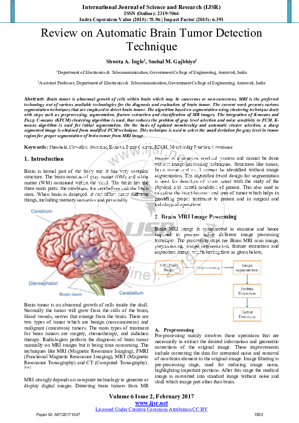 (PDF) Review on Automatic Brain Tumor Detection Technique